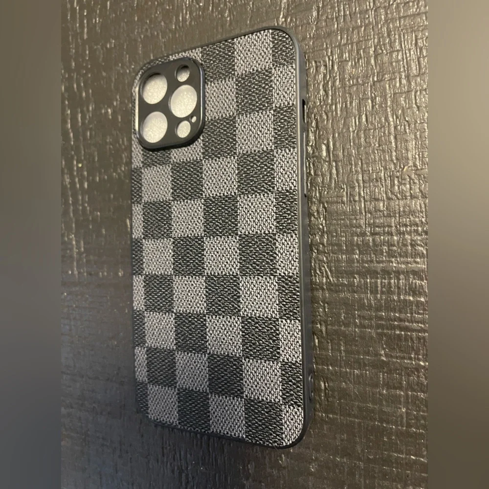 iPhone 12 pro max Checkered Black and Gray Phone Case. NWOT